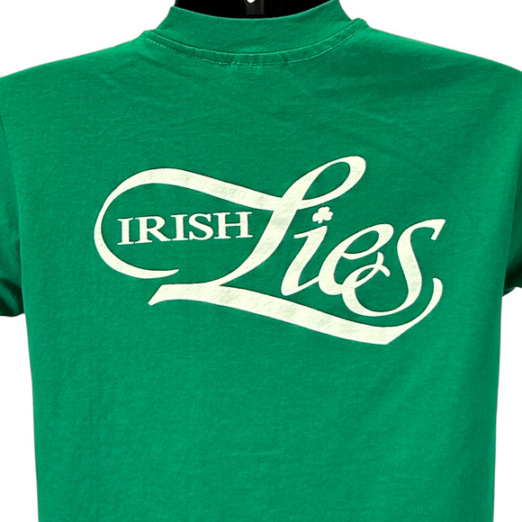 Vintage 80s Irish Lies Band Local Crew T Shirt Mens Small Ireland Roadie Green - Picture 1 of 8